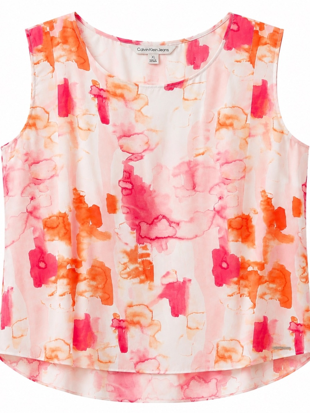 334. Calvin Klein Jeans Pink & Orange Watercolor Sleeveless Top